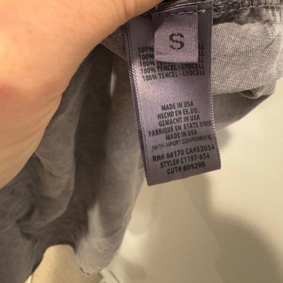 Anthropologie Cloth & Stone Mini Skirt Size S Gray Tencel Drawstring‎ Preppy - Picture 5 of 6